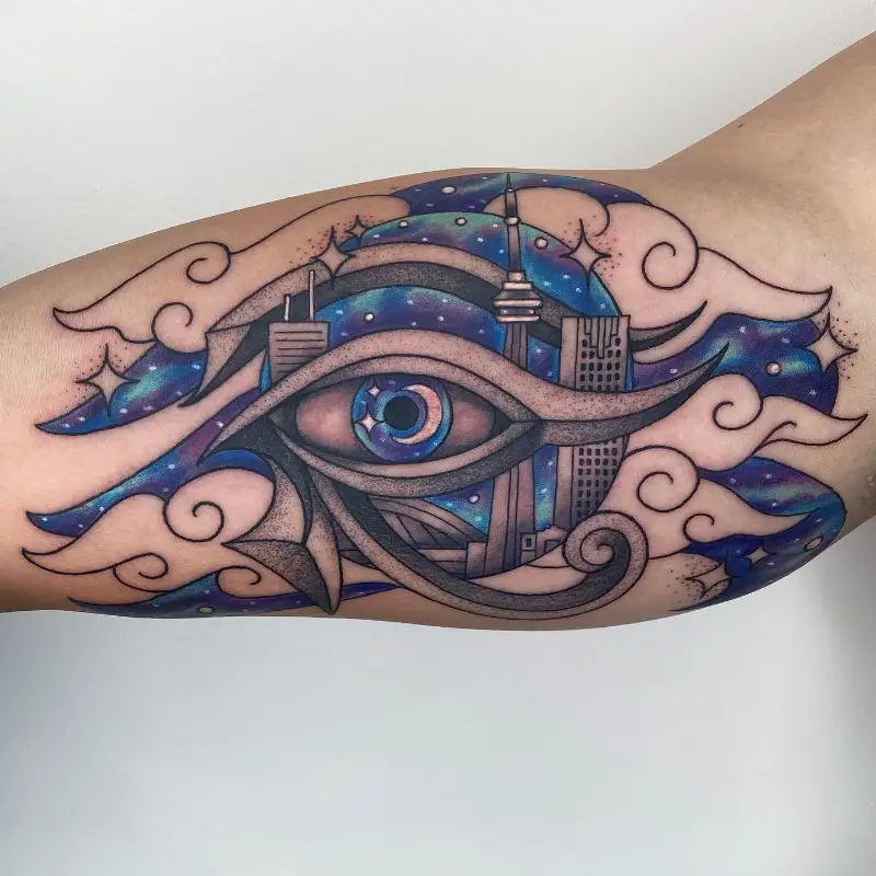 Cosmic Skyline Eye of Horus Tattoo