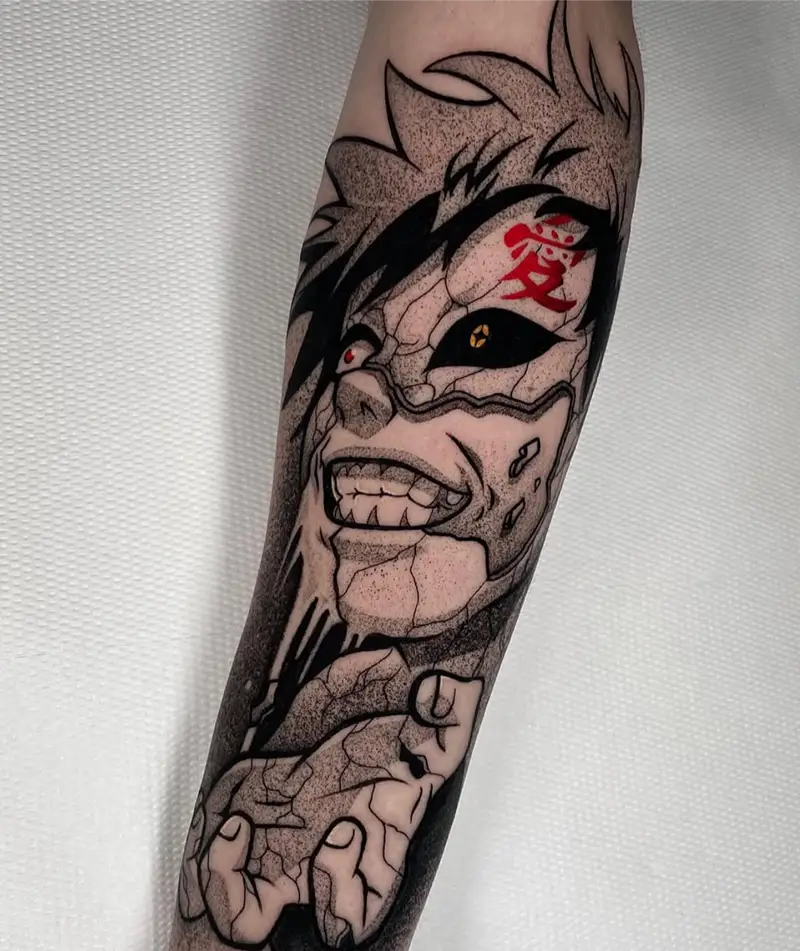Cracked Shukaku Possession Gaara Tattoo