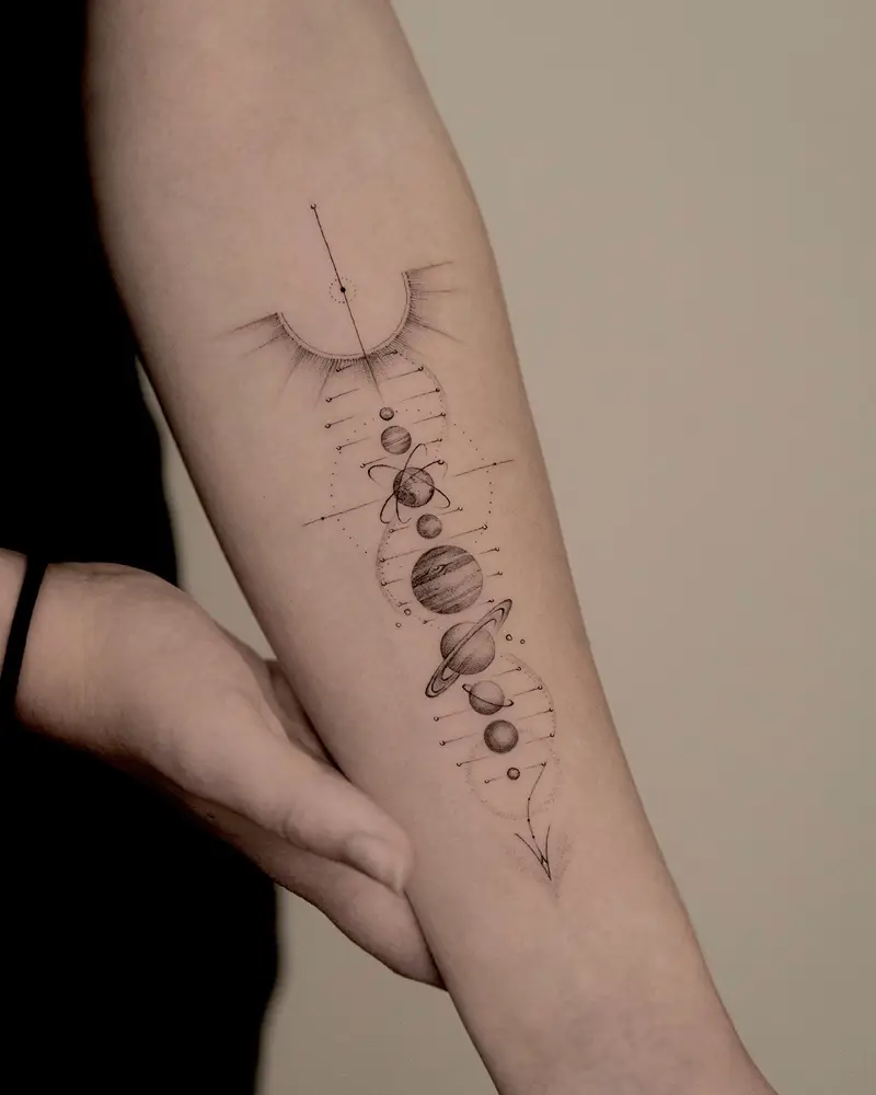 DNA and Solar System Tattoo