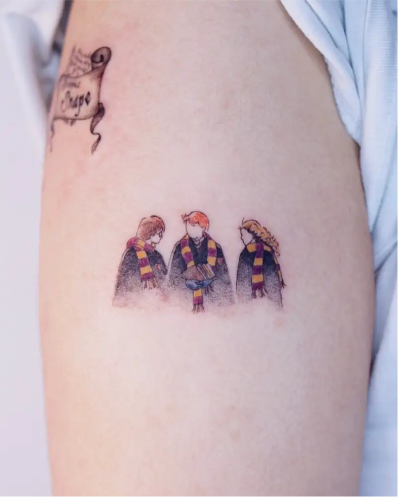Delicate Golden Trio Friendship Tattoo