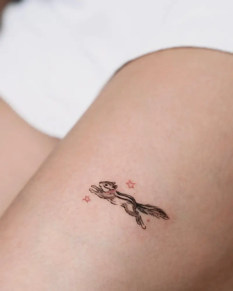 Delicate Leaping Chipmunk Tattoo