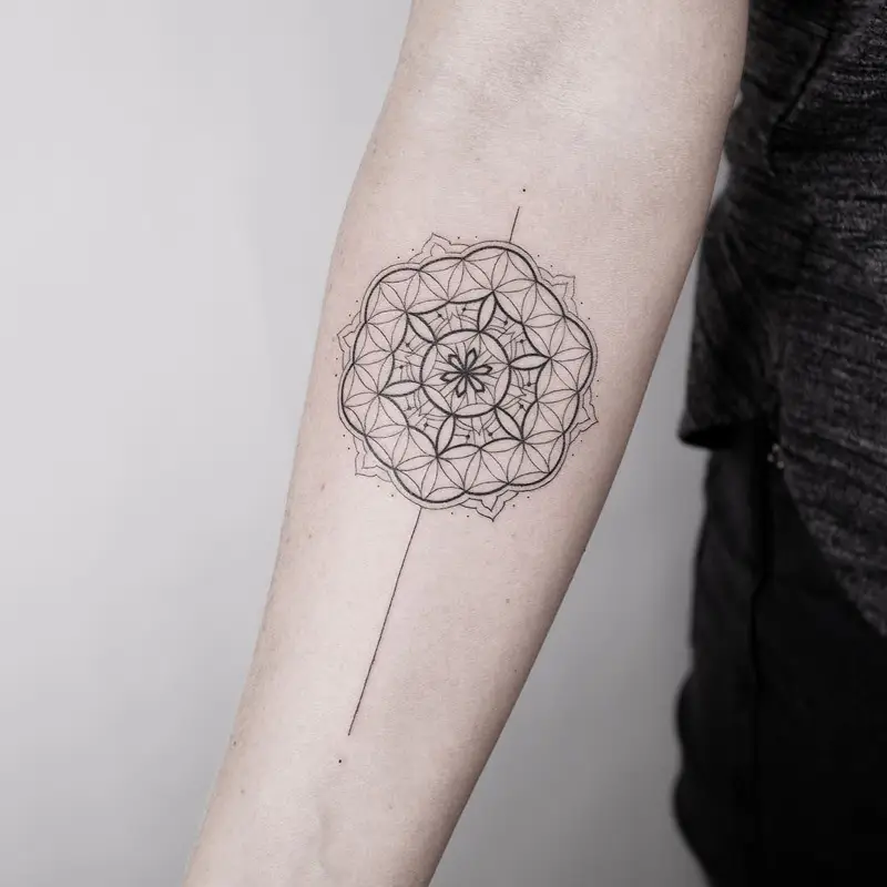 Delicate Mandala Flower of Life Tattoo