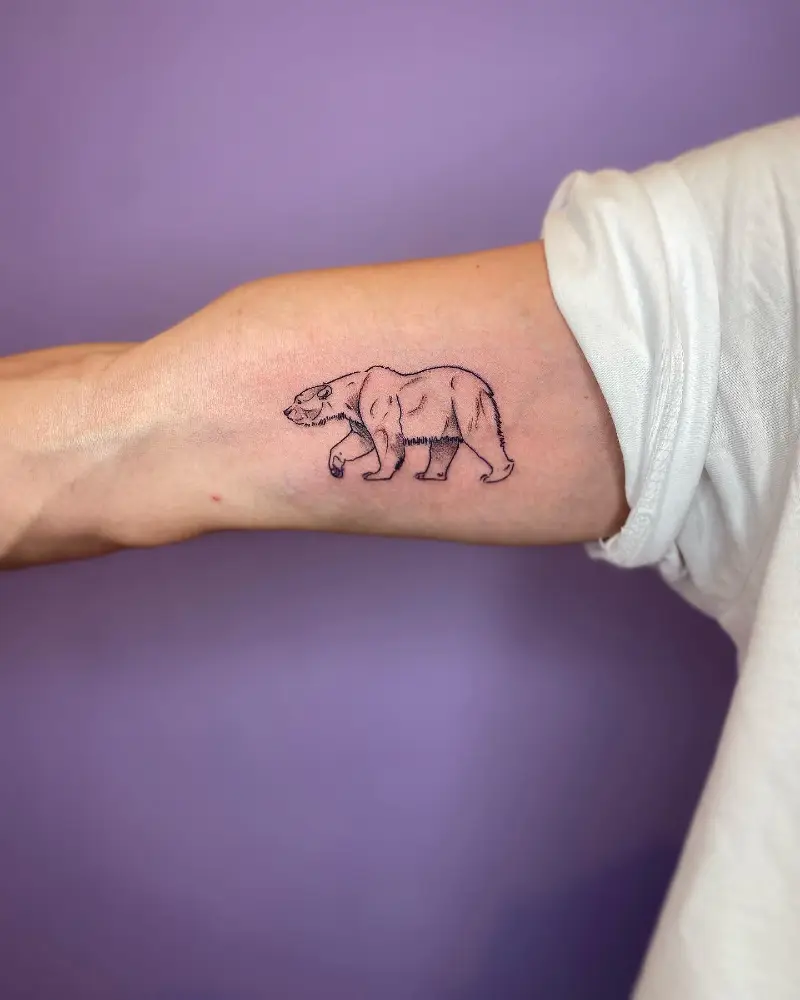 Delicate Micro Realism Polar Bear Tattoo