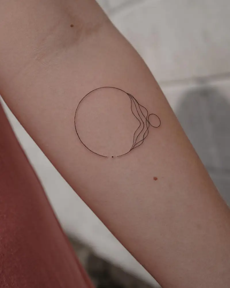 Delicate Planet Circle Tattoo
