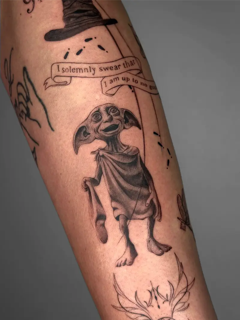 Dobby and Marauder's Map Quote Tattoo
