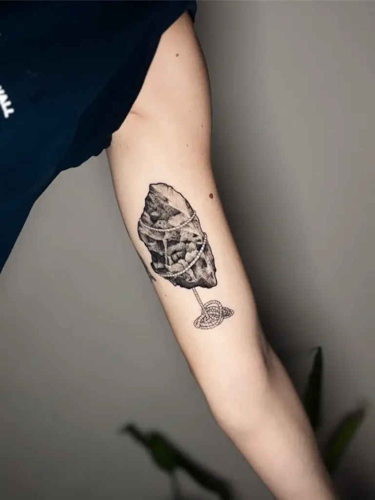 Dotwork Rope-Wrapped Stone Tattoo