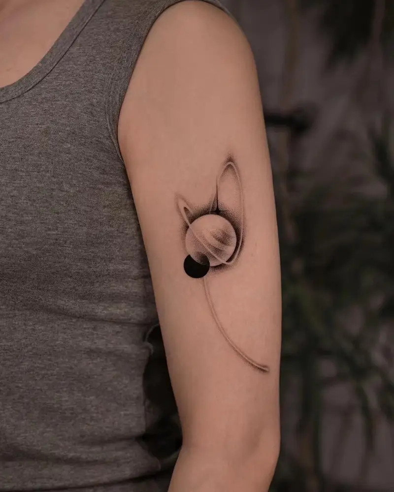 Dotwork Saturn Planet Tattoo