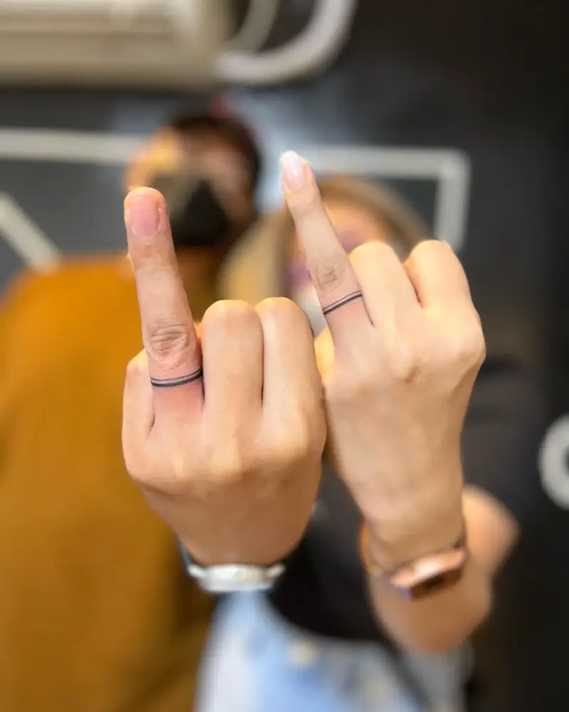 Double Band Wedding Ring Tattoo