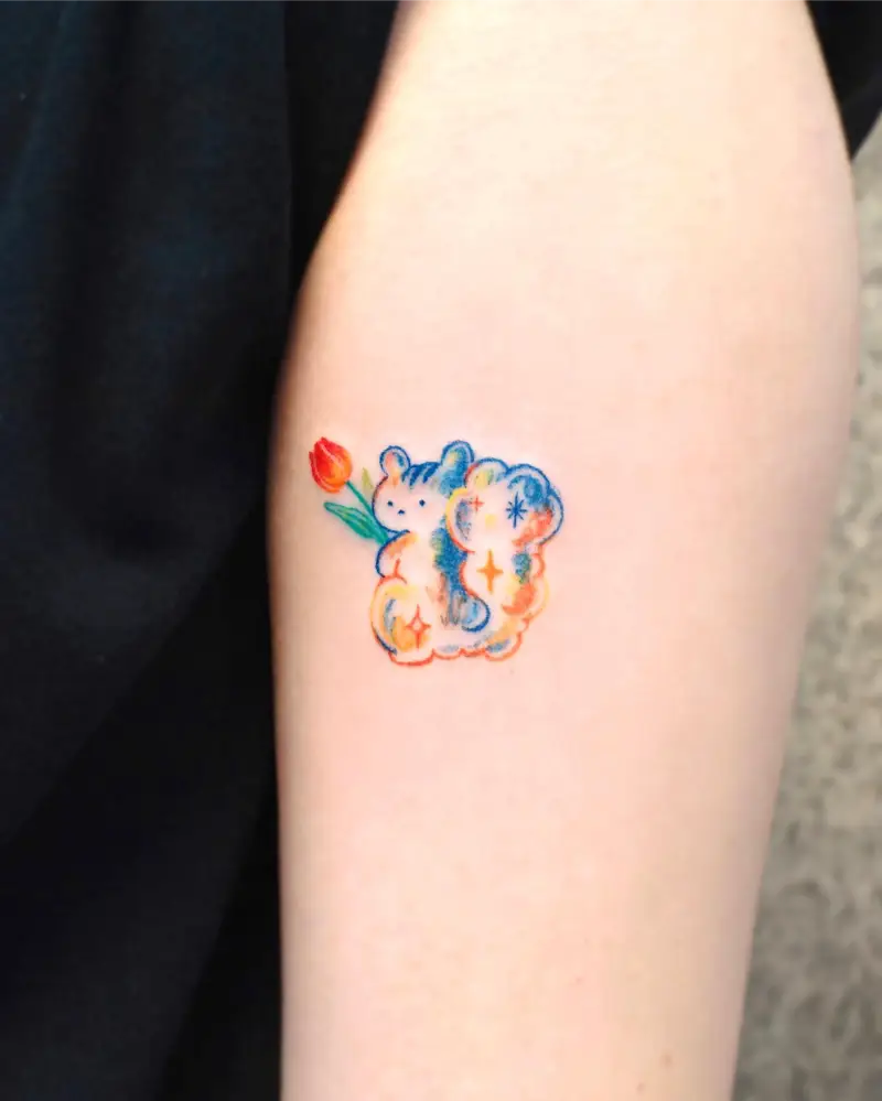 Dreamy Illustrative Squirrel Tattoo