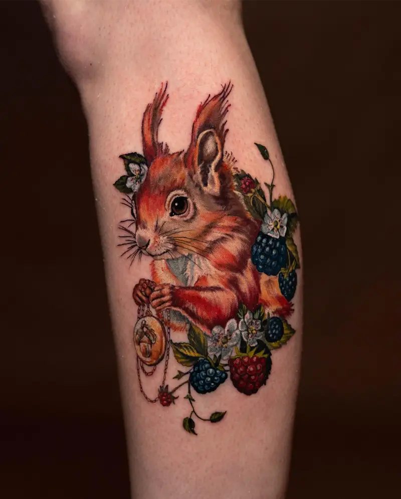 Enchanted Realism Squirrel Tattoo