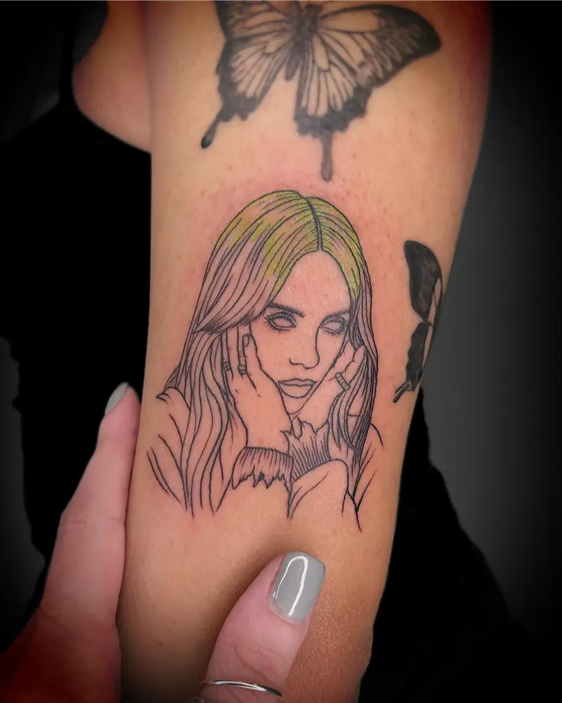 Fine Line Billie Eilish Illustration Tattoo