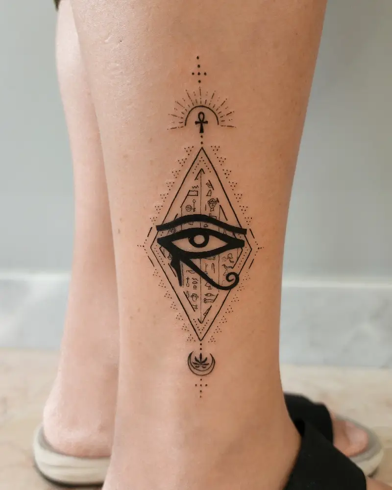 Fine Line Eye of Horus Pyramid Tattoo