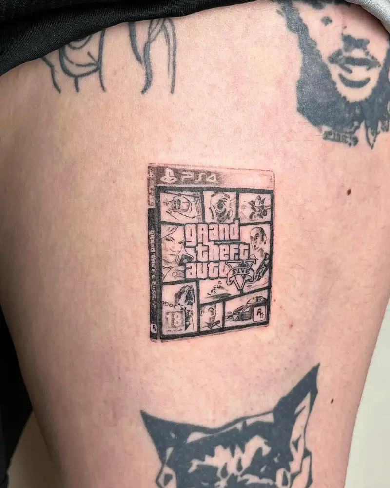 Fine Line GTA V Game Cover Tattoo