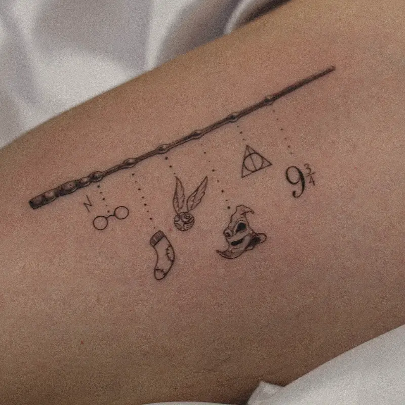 Fine Line Harry Potter Icon Charm Tattoo