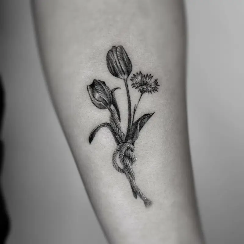 Floral Rope Bouquet Tattoo