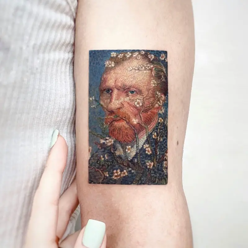 Floral Self Portrait Van Gogh Tattoo