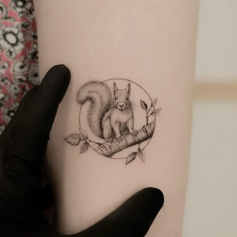 Framed Woodland Squirrel Tattoo