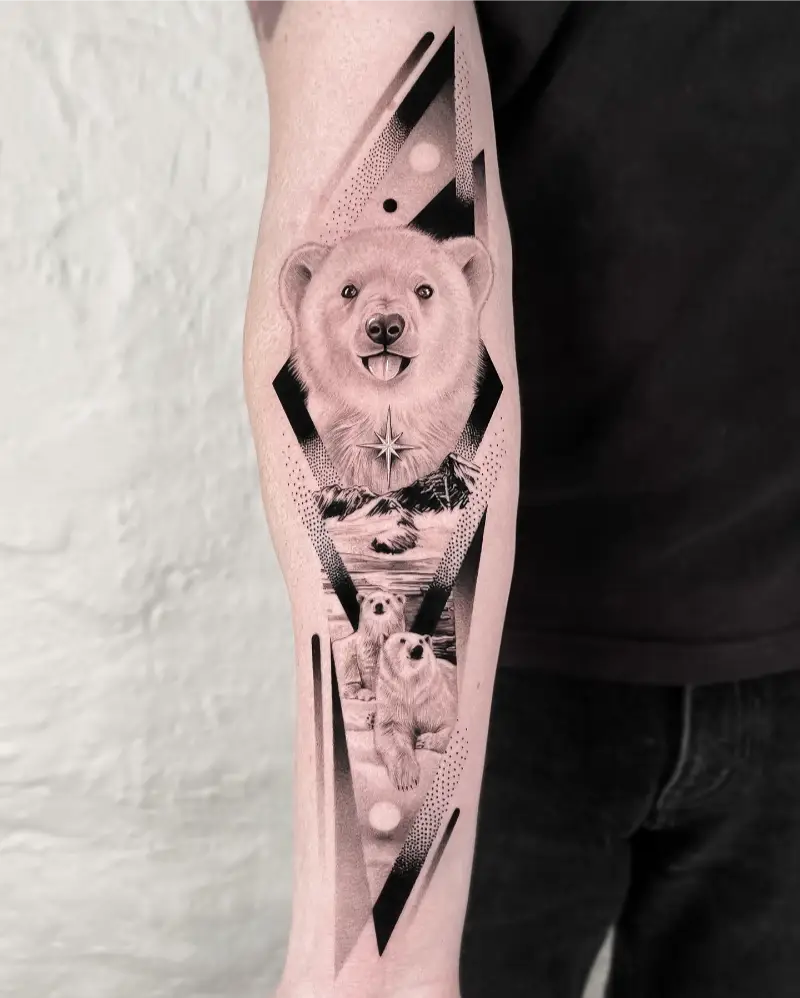 Geometric Arctic Family Polar Bear Tattoo