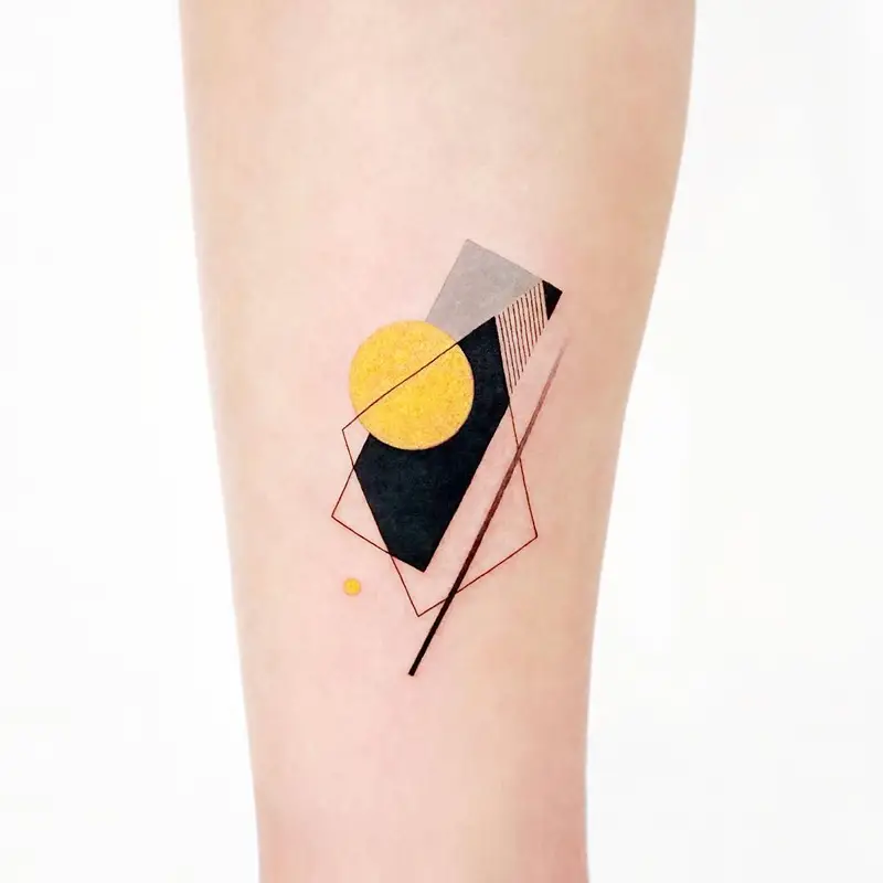 Geometric Bauhaus Circle Composition Tattoo