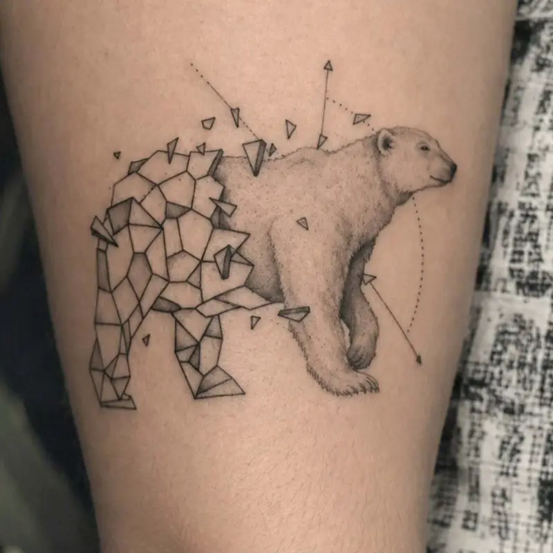 Geometric Fragmented Polar Bear Tattoo