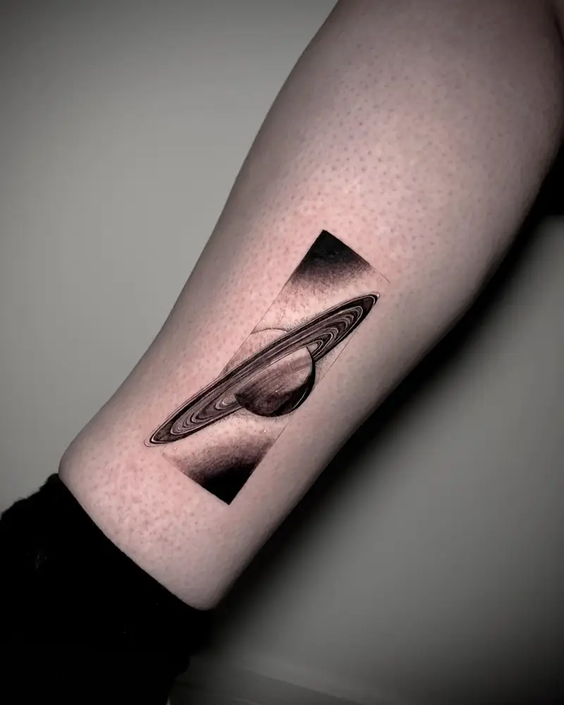 Geometric Saturn Planet Tattoo