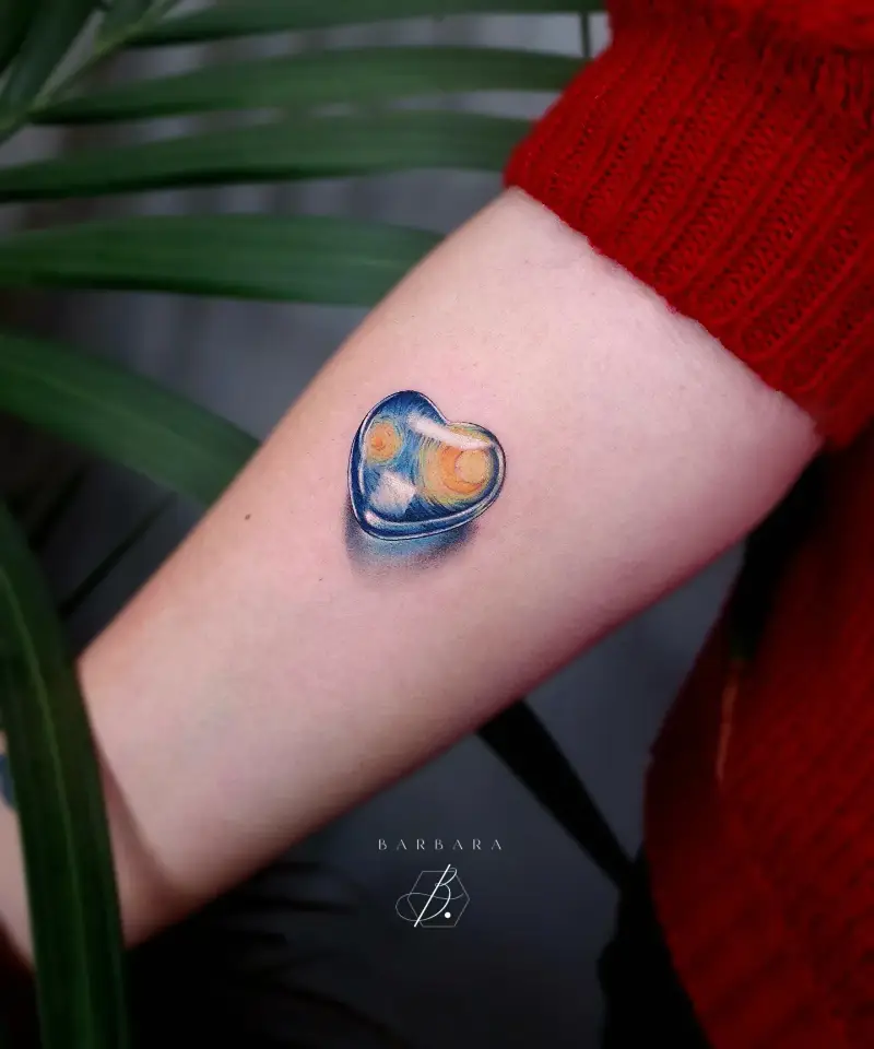 Heart Shaped The Starry Night Gem Tattoo
