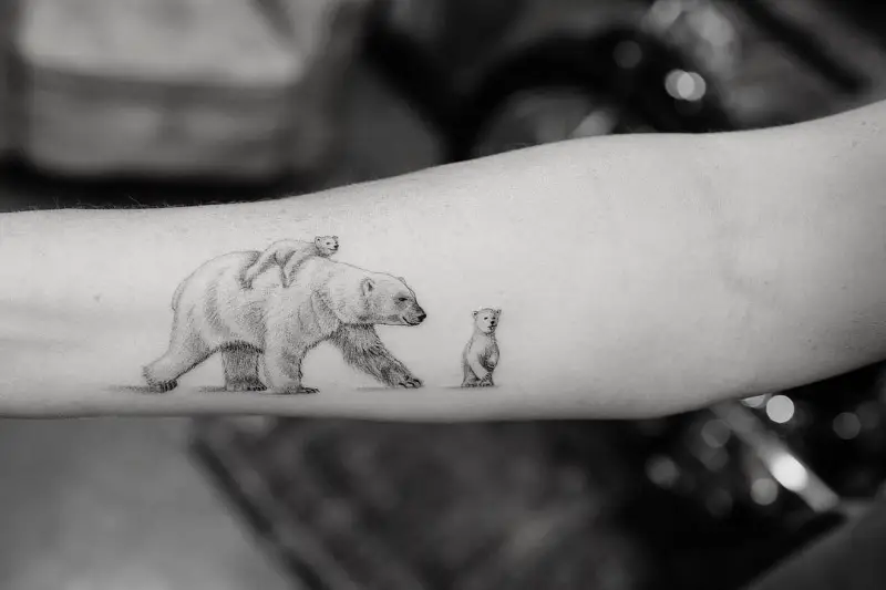 Heartwarming Polar Bear Family Tattoo