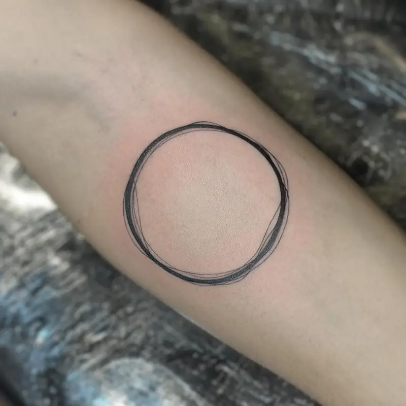 Imperfect Circle Fine Line Tattoo