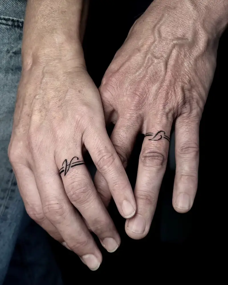 Initials Wedding Ring Tattoo
