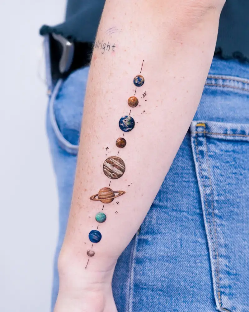 Intricate Solar System Planet Tattoo