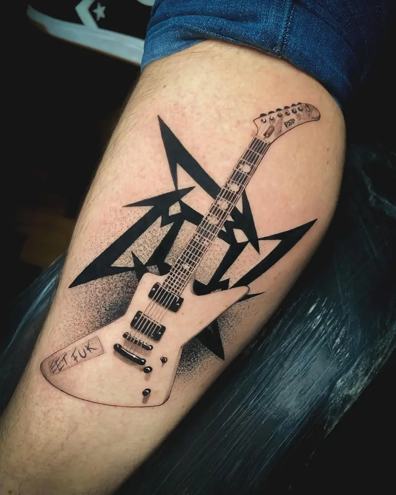 James Hetfield ESP Guitar Tattoo With Custom Sticker