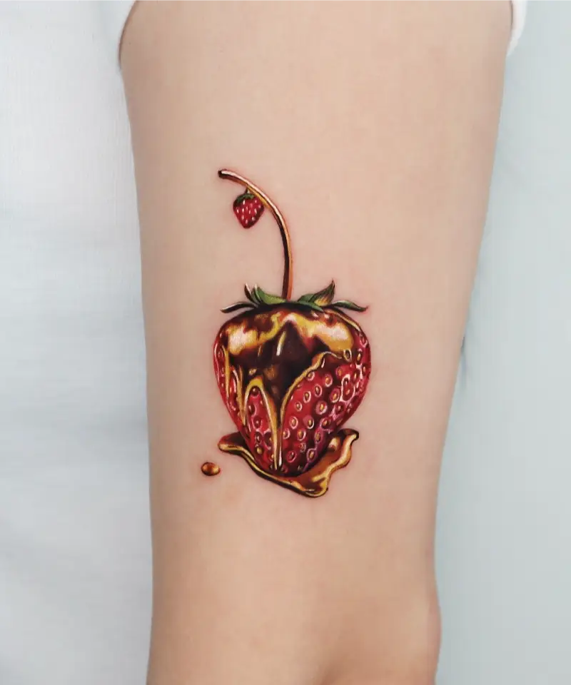 Luscious Chocolate Filled Strawberry Tattoo