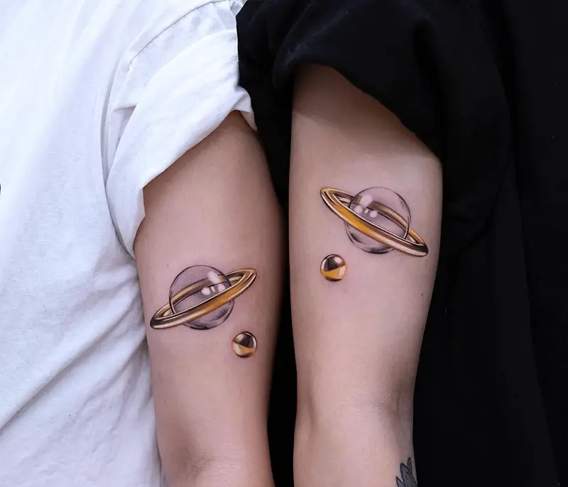 Matching Glass Saturn Planet Tattoo