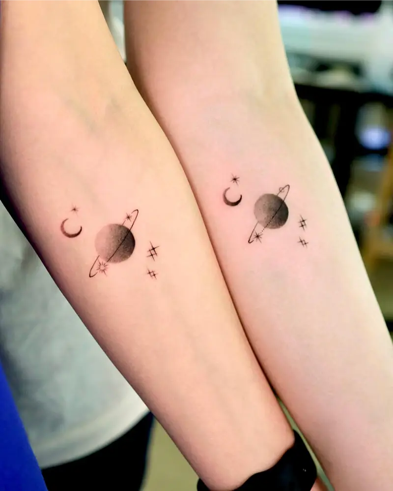 Matching Minimal Saturn Planet Tattoo
