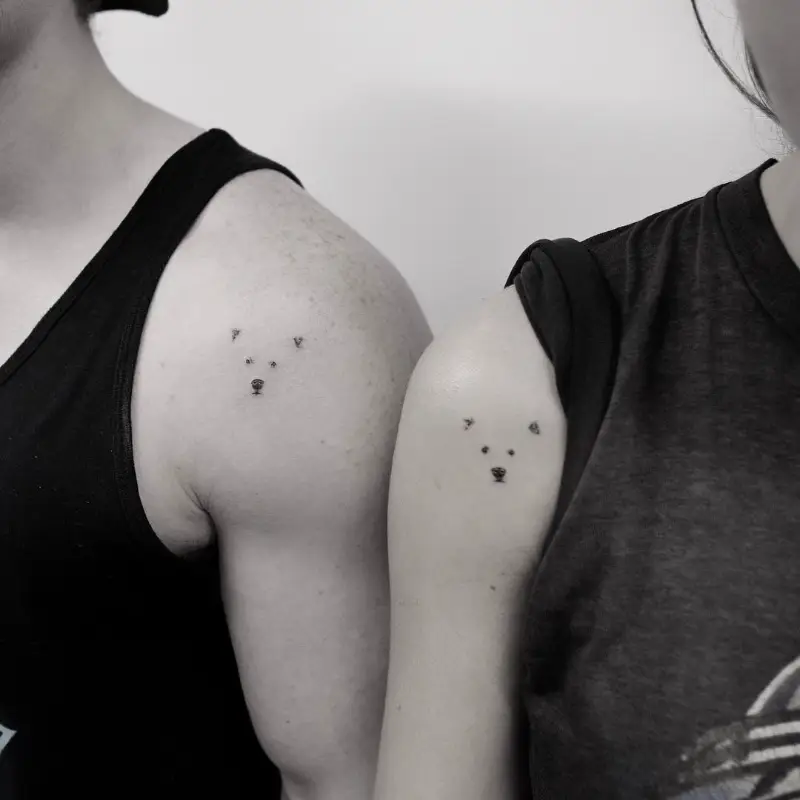 Matching Minimalist Polar Bear Face Tattoos