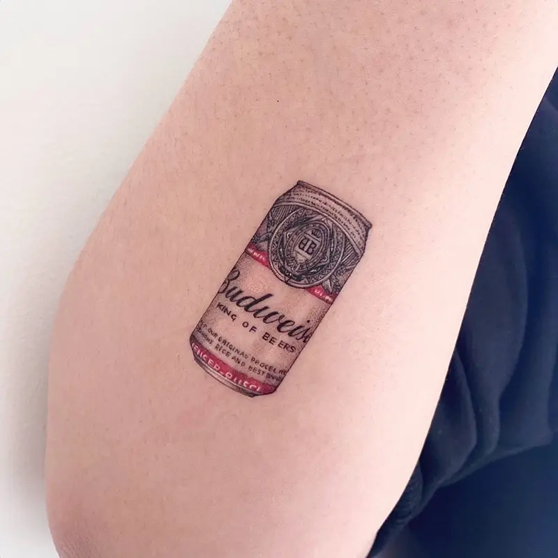 Micro Realism Budweiser Can Tattoo