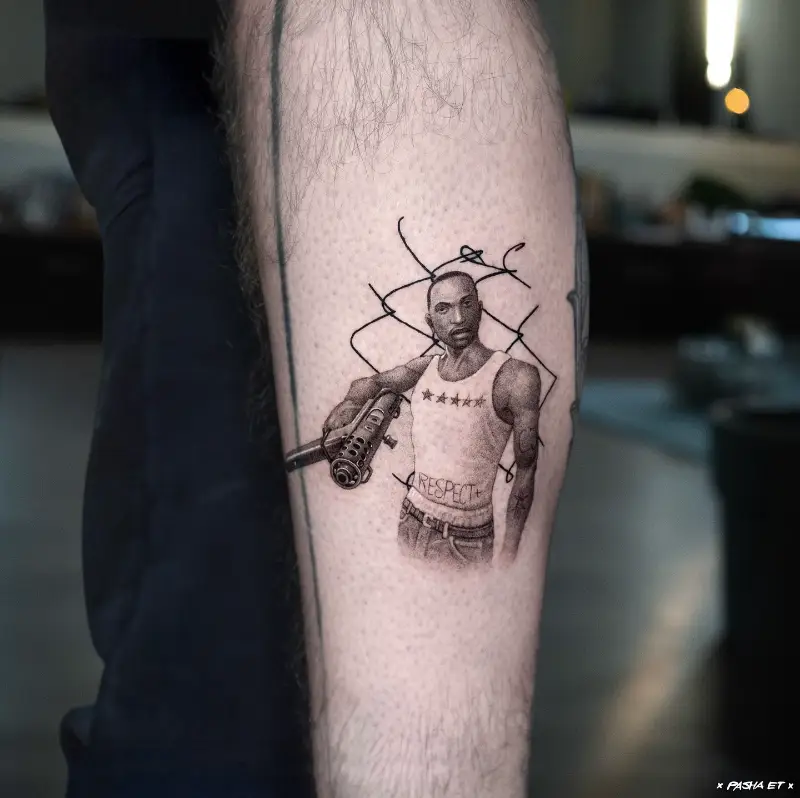 Micro Realism CJ Minigun Tattoo
