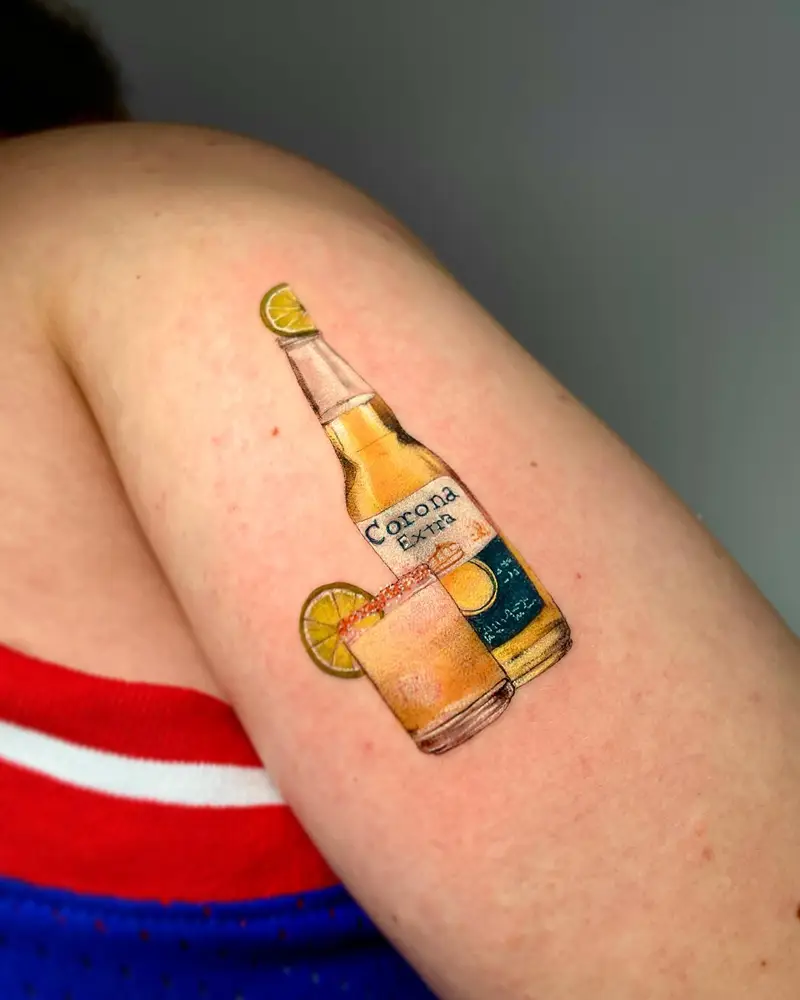 Micro Realism Corona Extra Cocktail Tattoo