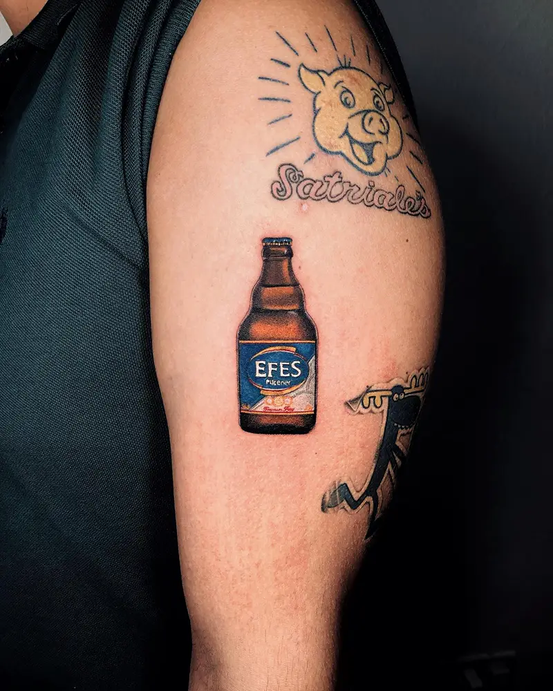 Micro Realism Efes Pilsen Bottle Tattoo