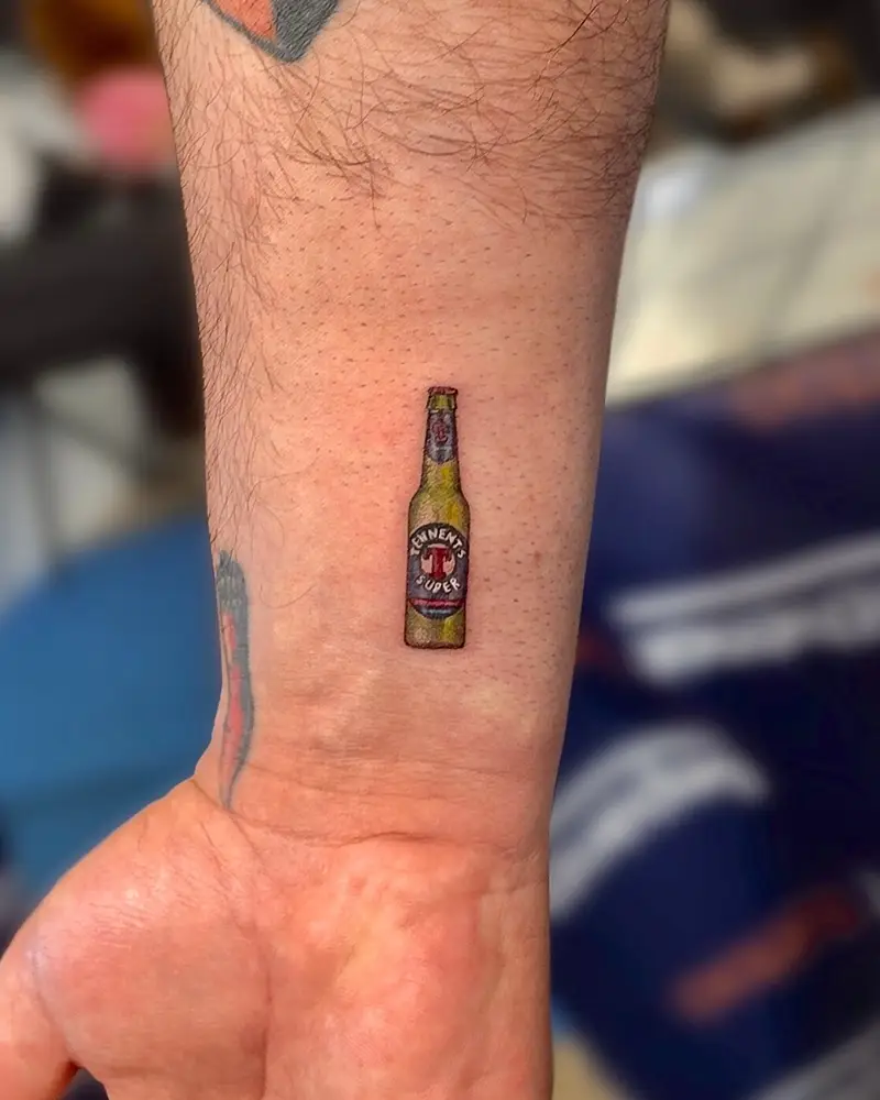 Micro Realism Heineman's Super Beer Bottle Tattoo