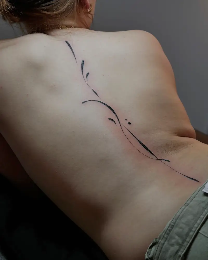 Minimal Abstract Line Spine Tattoo