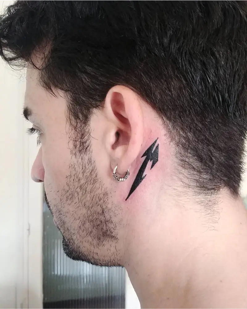 Minimal Behind the Ear Metallica Logo Tattoo