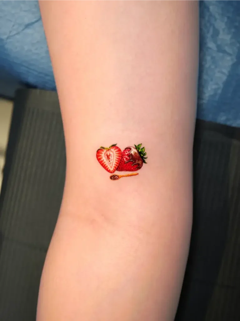 Minimal Dessert Strawberry Tattoo