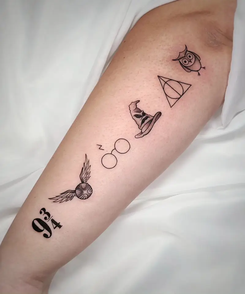 Minimal Harry Potter Symbols Tattoo Collection
