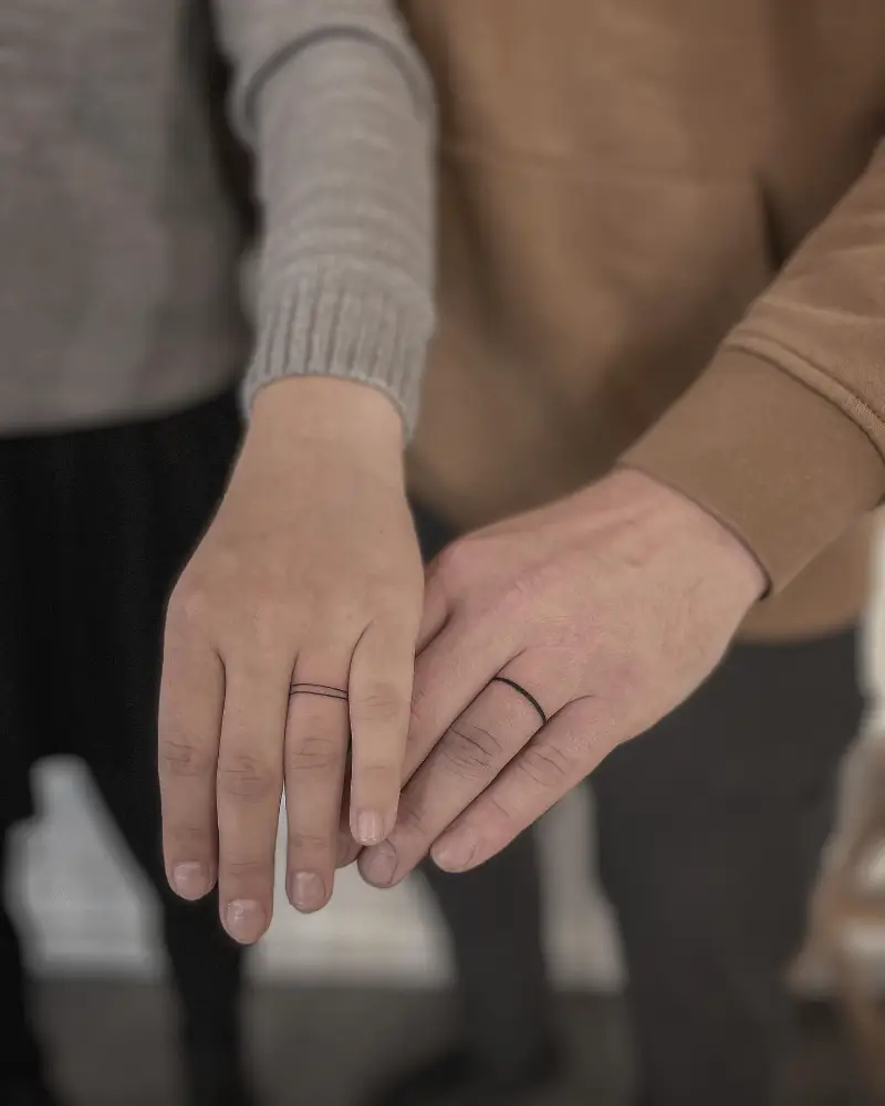 Minimal Matching Band Wedding Ring Tattoo