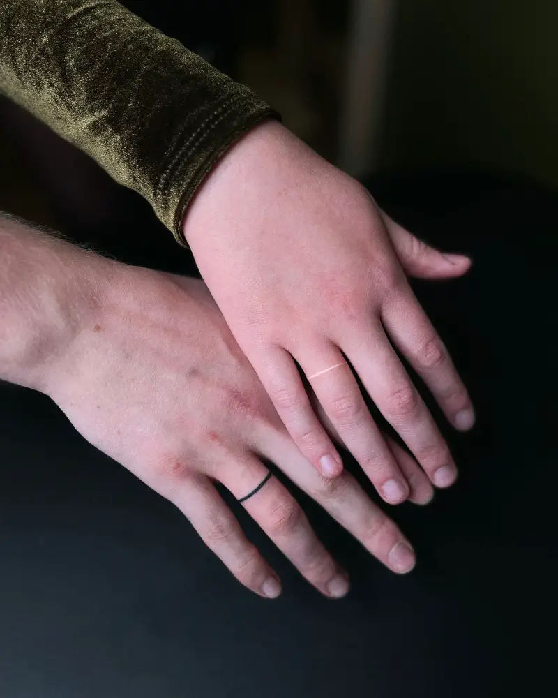 Minimal Matching Line Wedding Ring Tattoo