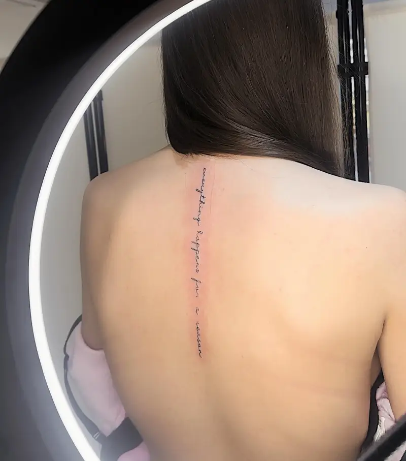 Minimal Quote Spine Tattoo