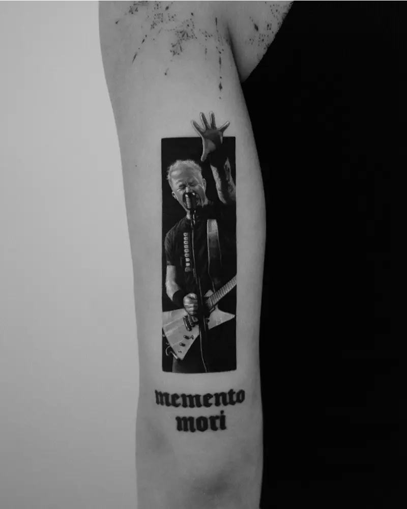 Minimal Realism James Hetfield Portrait Tattoo