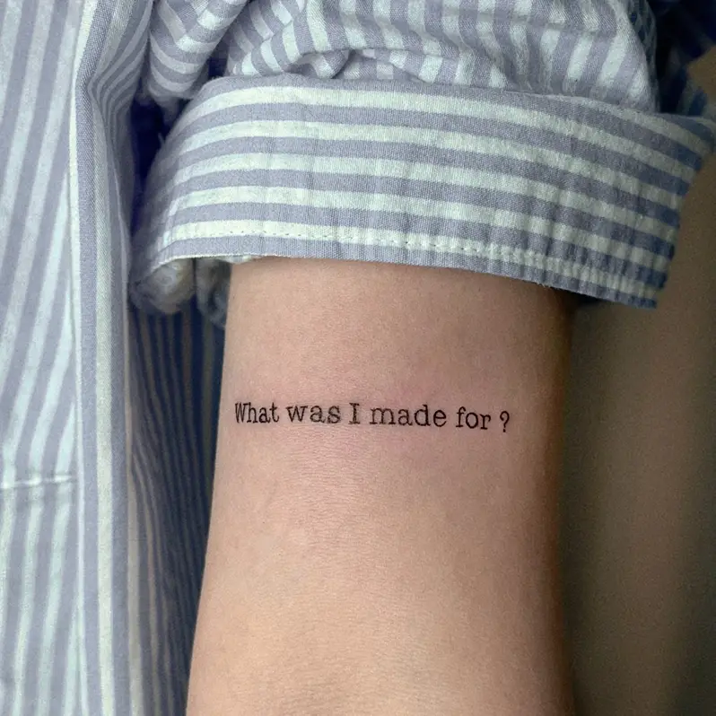 Minimal Typewriter What Was I Made For? Tattoo