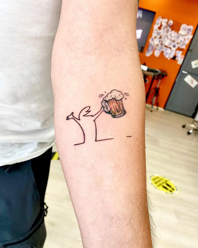 Minimalist Beer Mug Meme Tattoo